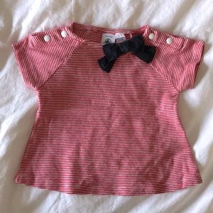 Petit Bateau snap collar striped t-shirt